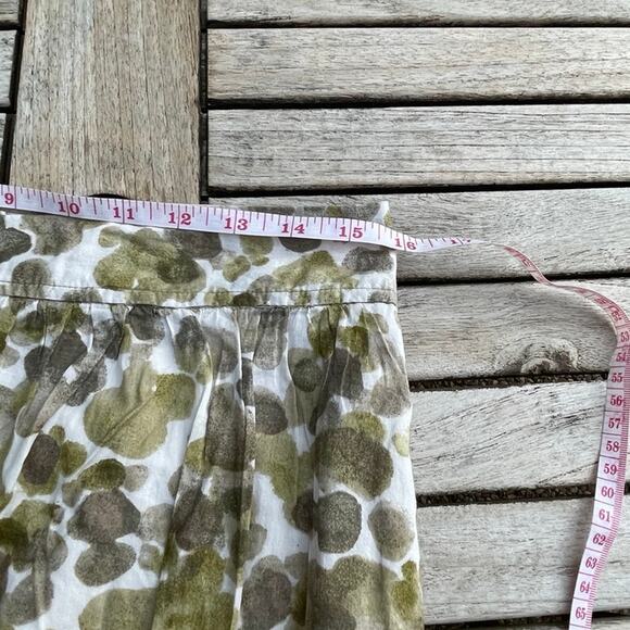 Anne Taylor Loft Womens Size 4 Mini Skirt Dotted Green Tan White Ruffled Lined - Picture 7 of 15